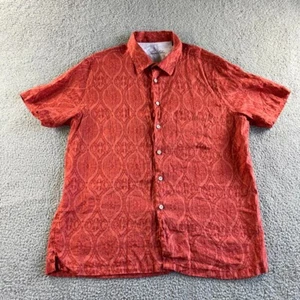 NEW Tasso Elba Shirt Mens 2XL Red Hawaiian Button Up Linen Camp Tropical Aloha - Picture 1 of 15