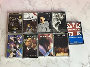 VTG 80's/90's Rock/Pop Cassette Lot (9)- U2, Bon Jovi, Warrant, Tesla, Queen + - Picture 1 of 1