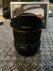 Rokinon 8mm Fisheye CS for EOS Canon EF f/3.5, Some Lens Marks - Picture 1 of 8