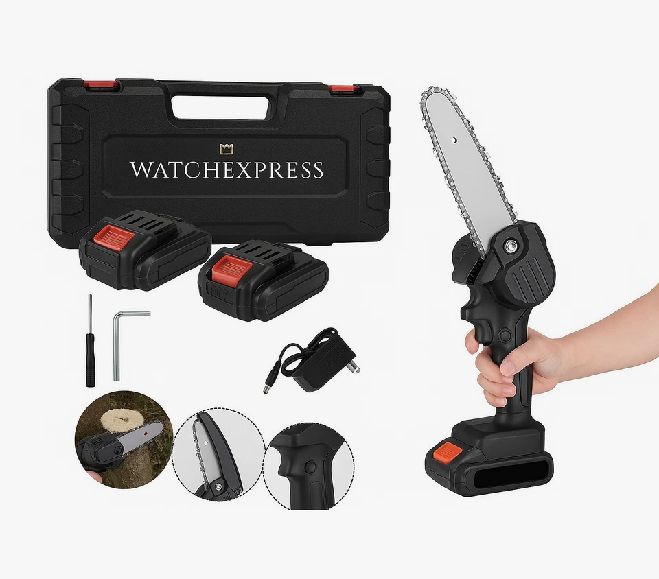 MOTOSEGA a Batteria 6 Pollici Mini Sega Elettrosega 2 batterie 48V Taglio Rami