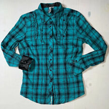 Preowned- Vintage Pepe Jeans Stretch Button Front Checkered Shirt Womens (Sz XL)