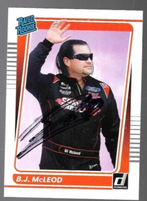 B.J. McLEOD signed auto 2022 Donruss card #26 NASCAR ROOKIE - 8 - Image 1 of 2