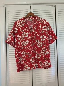 Hilo Hatties Hawaiihemd Herren XL rot weiß Blumenmuster Made in Hawaii  - Bild 1 von 4