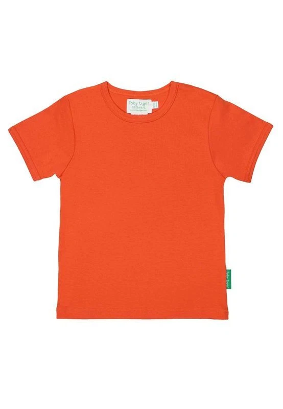 Toby Tiger Kurzarmshirt aus Bio-Baumwolle, orange unifarben - Bild 1 von 1