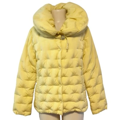 Chaqueta acolchada de plumón BB House de colección años 70 amarillo mantequilla pálido Norma Dilegge ligera Foto 1 de 4