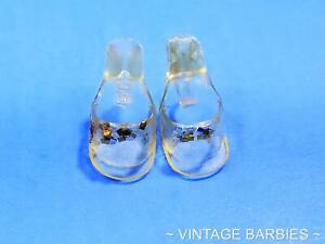 Vintage Barbie Doll Clear Gold Glitter OT Heels / Shoes Japan HTF ~ 1960's