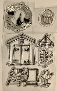 On The Beach 7 Piece Transparent Stamp Collection Scrapbook Card making NEW - Picture 1 of 4