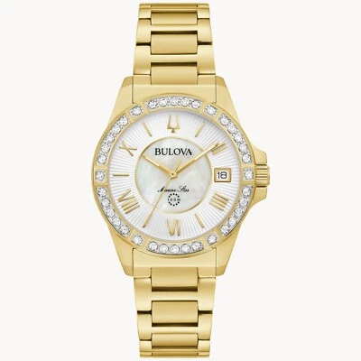 Bulova Marine Star Women's Quartz Gold-tone Diamond Accent 32MM Watch 98R294 - Image 1 of 4