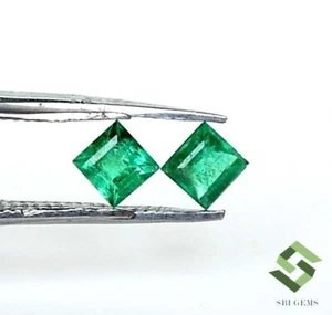 3.50x3.50 mm Certified Natural Emerald Square Cut Pair 0.49 Cts Loose Gemstones - Picture 1 of 8