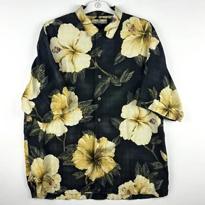 Camisa Hawaiana Tommy Bahama Para Hombre Grande L Seda Negra Manga Corta Aloha Floral - Imagen 1 de 6