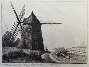 Morgan Dennis (1892-1960) Windmill, Cape Cod - Original Signed Etching - Picture 1 of 11