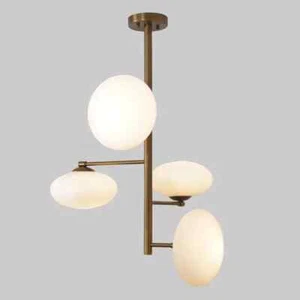 Mid Century Four Globe Light Brass Sputnik Chandelier Pendant Light Ceiling Fixt - Picture 1 of 6