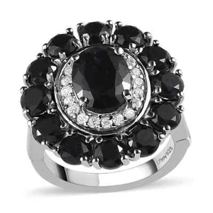 AWESOME!!  7.50ctw Natural Midnight Sapphire Ring Platinum Plated Size 7 - Picture 1 of 7