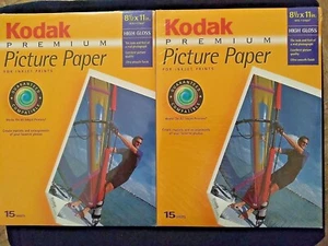 (2 Pack) Kodak Premium Inkjet Picture Paper High Gloss Photo 15 Sheets Brand New - Picture 1 of 3