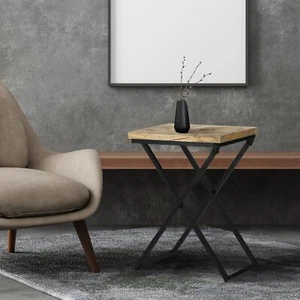 Mesa centro rústico madera mango auxiliar 48x35x63 cm mueble salón WOMO-DESIGN® - Imagen 1 de 5