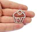 2 Pieces Muffin Charms Antique Silver Plated jewelry Accessories (36x30mm)