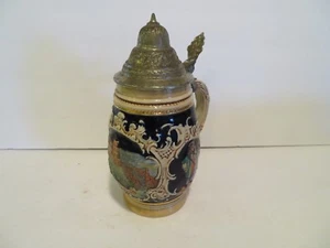 Beer Stein Pewter Lid Vintage 6 INCH WOMAN PERKED # 3046 - Picture 1 of 5