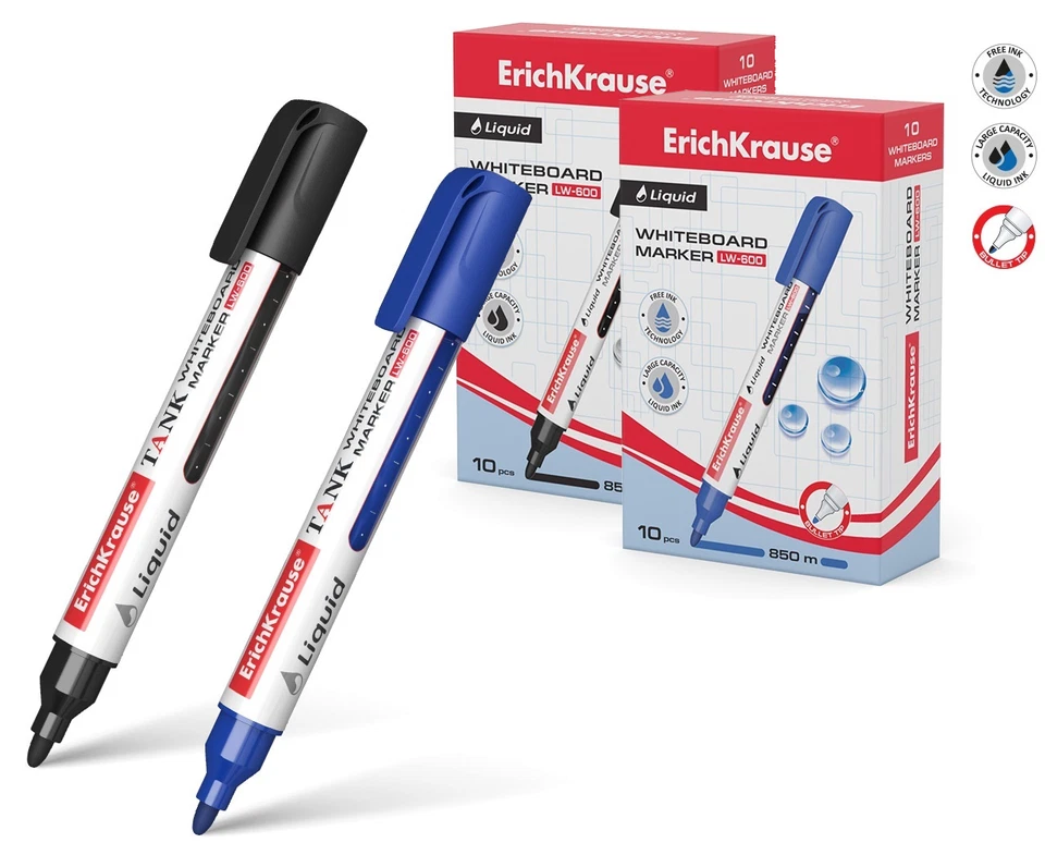 ERICH KRAUSE ErichKrause® Whiteboardmarker mit Flüssigtinte Liquid LW-600, (Box 10 Stück)