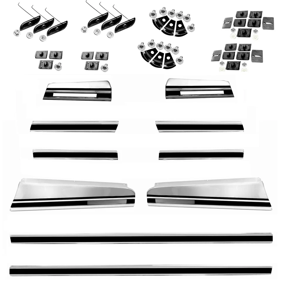 1970 1971 1972 Monte Carlo Body Side Trim Moldings(10) & Clips(complete) New Dii - Image 1 of 3