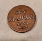 VINTAGE COIN. 1848 HUNGARY 1 KRAJCZAR WAR OF INDEPENDANCE COIN . NICE CONDITION.