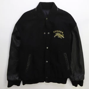 Vintage Aurora Tigers Leather Wool Varsity Jacket Youth Size XL - Picture 1 of 3