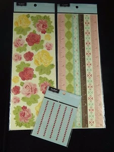 Flohmarkt Stoff Aufkleber Verzierung Set mit Strass Akzenten - Lineal - Bild 1 von 4