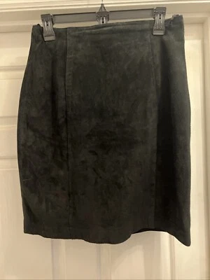 Vintage David Benjamin Black Leather ( Suede) Lined Pencil Skirt Size 10 - Image 1 of 4