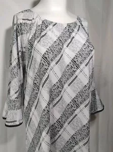 Top túnica Adele & May negro blanco estampado mujer manga campana 3/4 talla 2x - Imagen 1 de 7