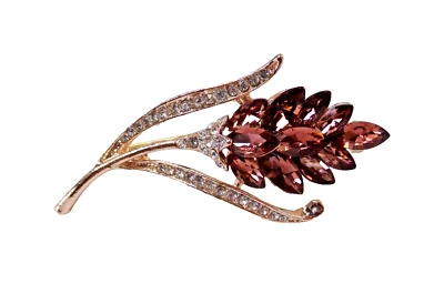 Broche prendedor flor cristal morado con cristales transparentes, acabado tono oro rosa Nuevo Foto 1 de 4