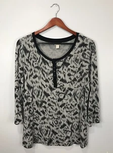 Laura Ashley Top Women's XL Black Gray Long Sleeve Super Soft Pajama Shirt - Picture 1 of 8