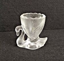 Vintage pressed glass swan egg cup scallop rim 2.5” 