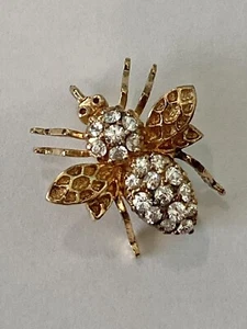 Vintage Hummel Brosche Anstecknadel Anhänger 925 Gold Vermeil Pave CZ Strass PAJ - Bild 1 von 14