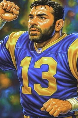 KURT WARNER * St Louis Rams * FÚTBOL * Impresión de tarjeta de arte ilustrado * 4x6 Foto 1 de 2