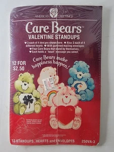 Vintage Care Bears NEW SEALED Valentine Stand Ups Set-12 American Greetings 1984 - Picture 1 of 7