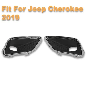 Pair Front Bumper Fog Light Covers Chrome Frame Trim For Jeep Cherokee 2019-2020 - Picture 1 of 9