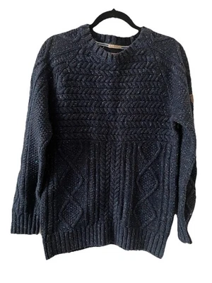 Tommy Hilfiger Sweater Mens L Blue Cable Knit Wool Chunky Fisherman Patch Preppy - Image 1 of 4