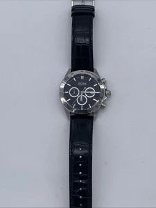 Hugo Boss Herren LUXUS Uhr Ikon HB 1513178 Schwarz Silber Farbe Leder - Bild 1 von 9