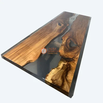 Acacia Resin Epoxy Custom Personalize Dining Table Tops Mid Century Modern Decor - Image 1 of 4