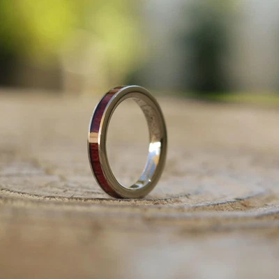 Alianza de anillo de boda de titanio de madera de joyería de diseño hawaiano de Hawaii 4 mm TRS-1007-03 Foto 1 de 4