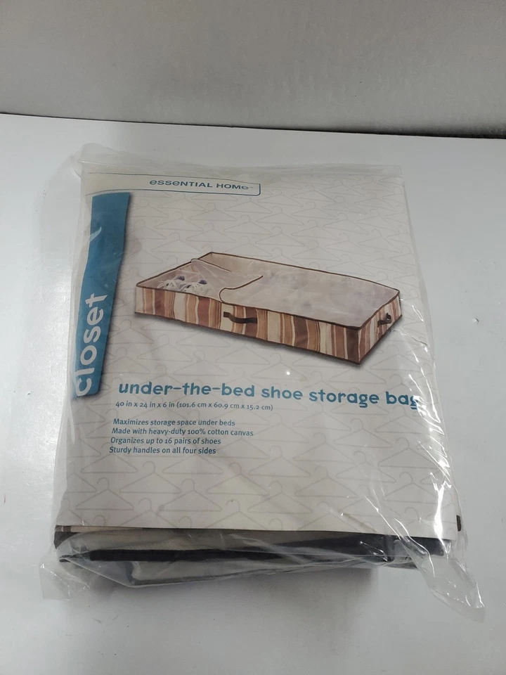 16-Compartment Sturdy Canvas Material Under-bed Shoe Organizer With Handles NIB - Image 1 of 4