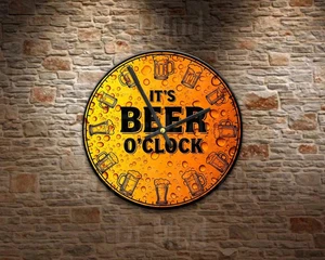 IT IS BEER O'CLOCK happy hour man cave   Wall Clock - Choose your size - Picture 1 of 1