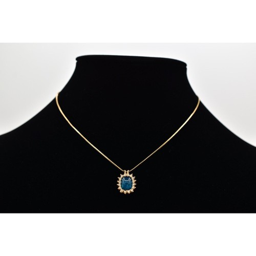 Givenchy Vintage Blu Cabochon Ciondolo Collana Baguette Cristallo Firmato BinBL