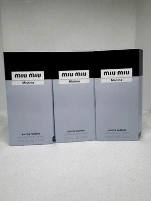3 piezas Miu Miu Miutine (0,04 OZ / 1,2 ML) Eau De Parfum Muestra Spray *Lanzamiento 2025* Foto 1 de 2