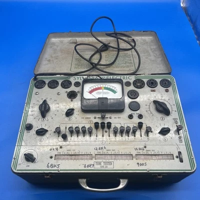 Probador de tubo eléctrico Sylvania vintage modelo 220 sin probar como está con cable  Foto 1 de 4