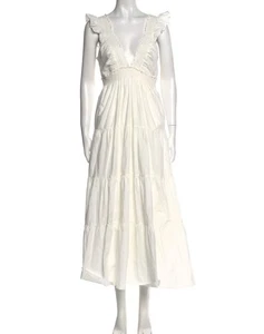 LoveShackFancy V-Neck Long Dress, Small, White, Excellent Condition - Picture 1 of 3