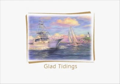 Tarjeta de Año Nuevo Glad Tidings Brillo Náutico Rojo Farm Studios Foto 1 de 2