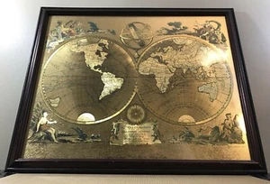 Gold Foil Mappamondo Del Globo 1774 Double Hemisphere World Map Antonio Zatta  - Picture 1 of 11