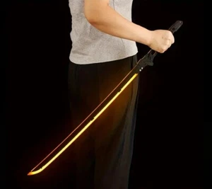 Carbon Acrylic Collectors Cyberpunk Samurai Katana With Bright Lights Orange  - Picture 1 of 7