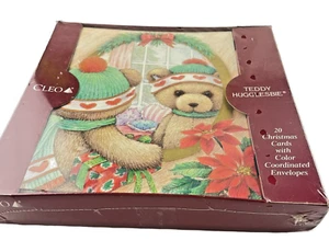 Vintage Cleo Christmas Cards Teddy Hugglesbie Holiday Bear in the Mirror - Picture 1 of 8