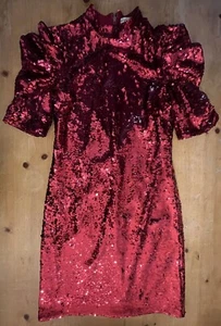 Vestido Alice & Olivia Lentejuelas Rojo Talla 10 - Imagen 1 de 16